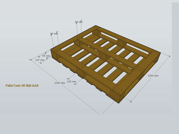 Pallet gỗ KT 1000x1200x130mm